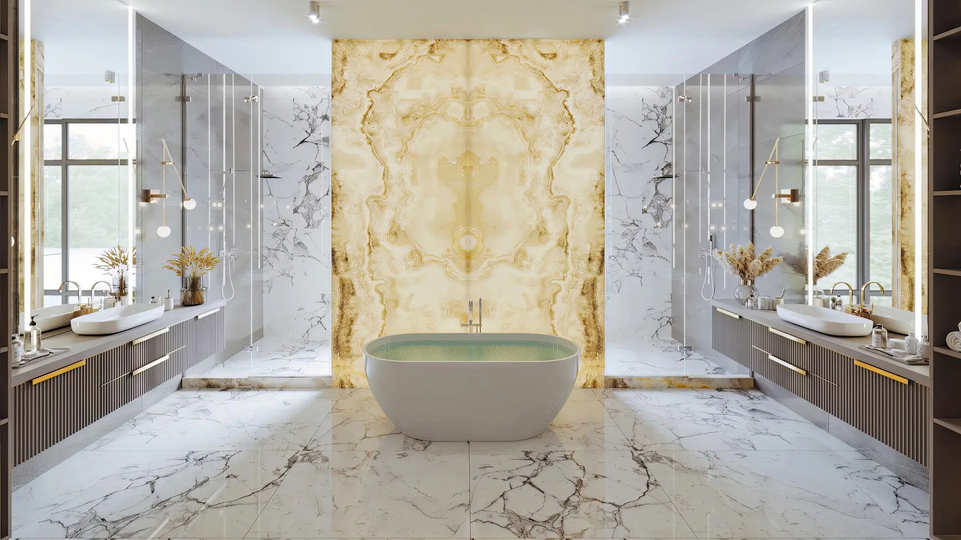 architectural visualization and 3d rendering for a modern master bathroom design