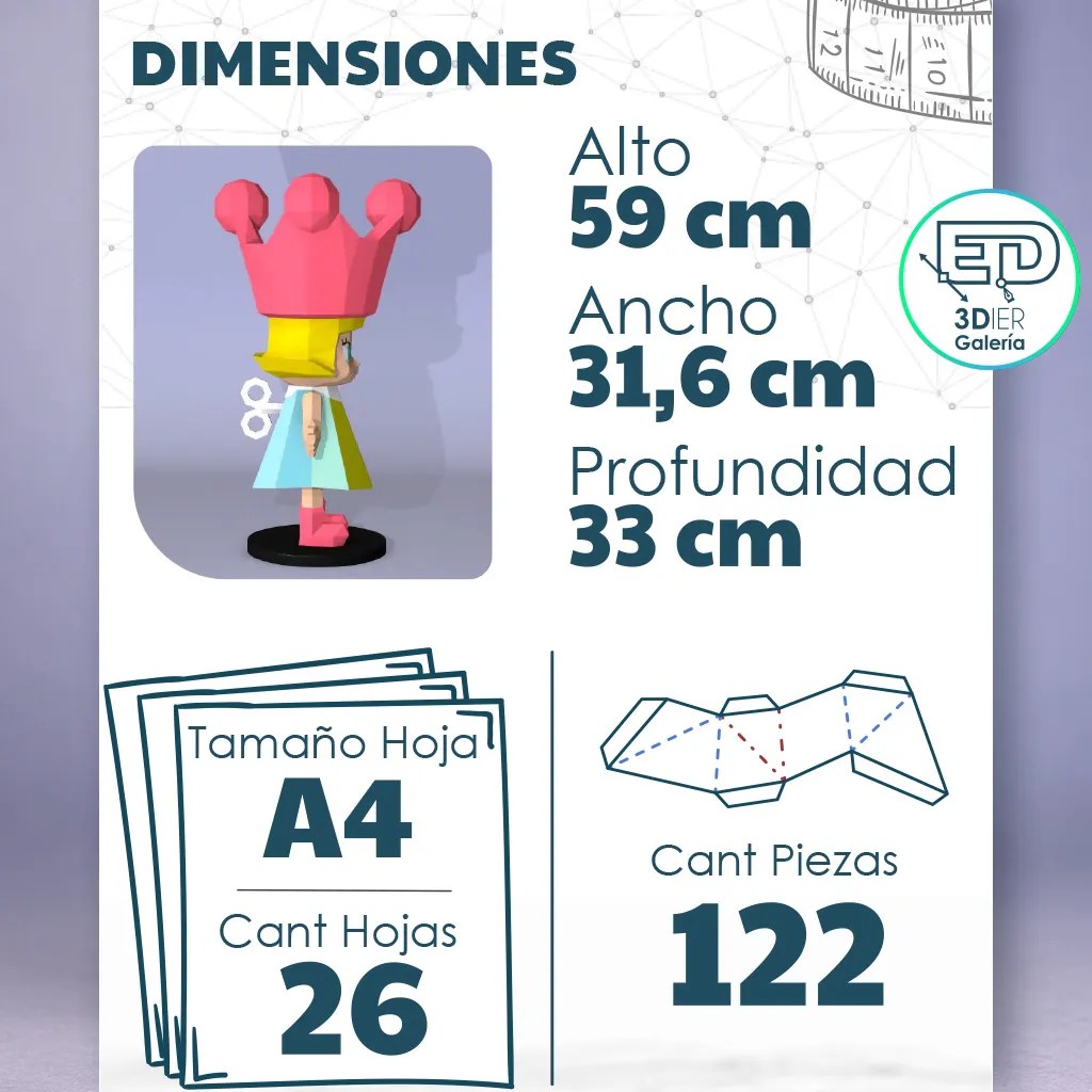Molly Princess Rosa Papercraft Plantillas PDF