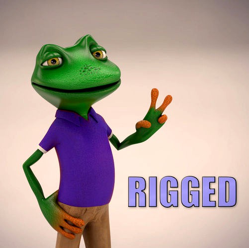 Frog Cartoon Character Rigged 3d Model