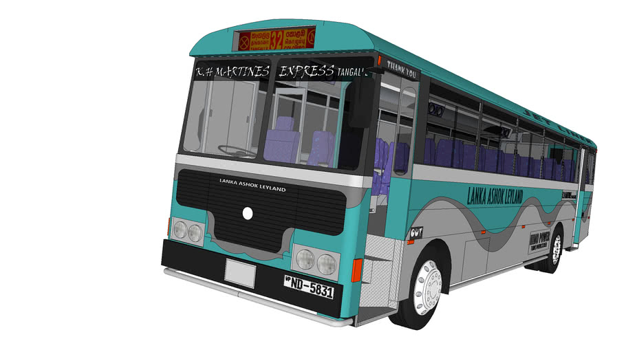 The model has a very beautiful body coloring. Lanka Ashok Leyland Viking Bus Sri Lankan Style Modifed 3d Warehouse