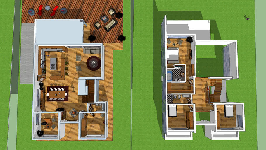 A great idea who's time has come: Two Floor Plans Modern House Casa De Dos Plantas 3d Warehouse