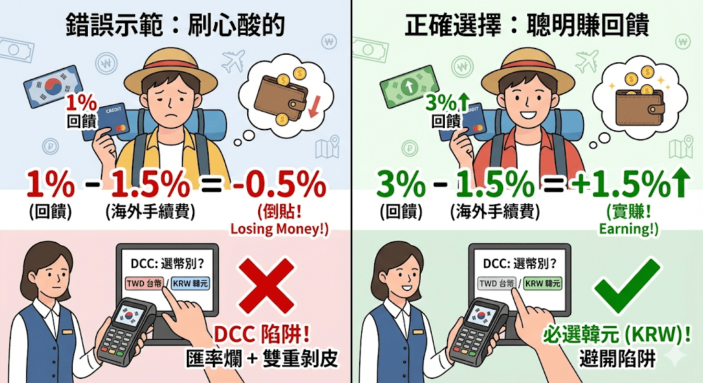 信用卡刷卡回饋 vs DCC 陷阱比較