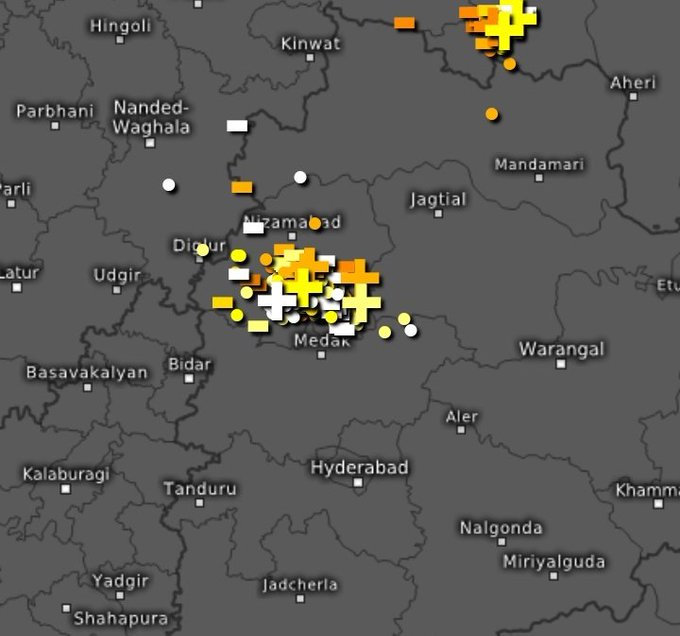 Serious thunderstorms and isolated hailstorms in Kamareddy