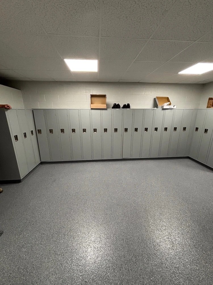 Sifco employee locker room, post-renovation: fully updated lockers