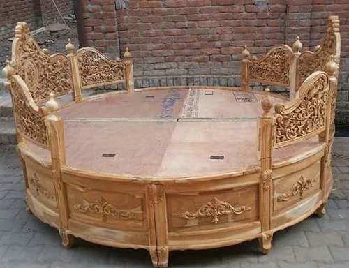 Solid Wood Modern Round Double Bed Rs 145000 Set Mbk Wood Carving Works Id 15102696233