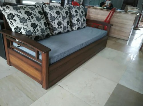 Teak Wood Sofa Cumbed लकड क स फ पल ग व डन स फ ब ड Designo Interior The Furniture Plaza Thane Id 15703639097