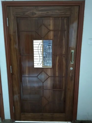 Teak Wood Safety Door Tik Wood Door Manufacturer From Vasai