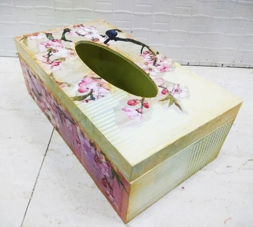 Decoupage Wooden Tissue Paper Box Paper Tissue Box ट श प पर ब क स Sanvi Creations Delhi Id 20158214033