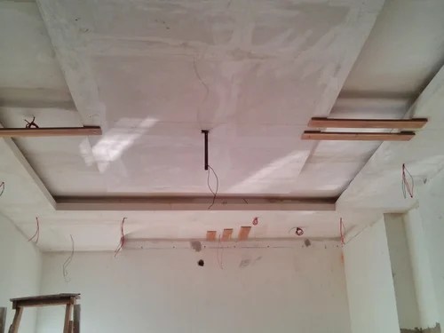 Grey Color Coated Pop False Ceiling With Wooden Rafters For Residencial In Kolkata Id 19956307891