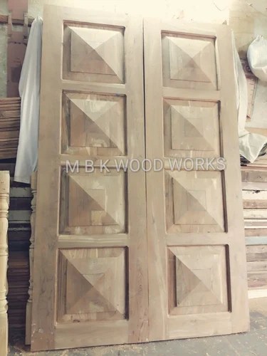 Brown Teak Wood Double Door Rs 22500 Set Mbk Wood Carving Works Id 19186072233