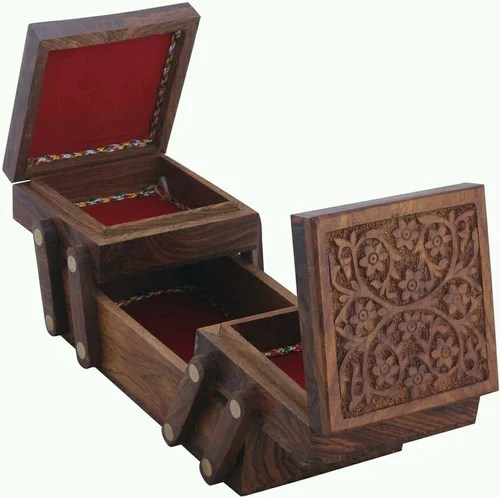 Rectangular Teak Wood Mart Crown Designer Wooden Jewellery Box Rs 450 Box Id 14019901055