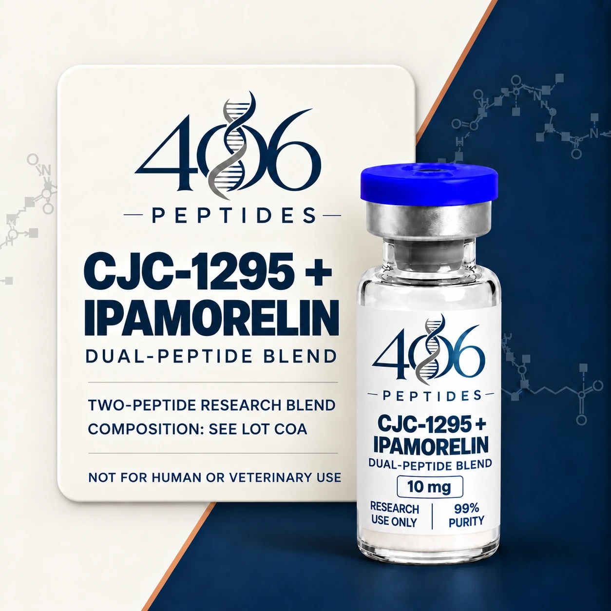 406 Peptides CJC-1295 + Ipamorelin Blend 10 mg research vial