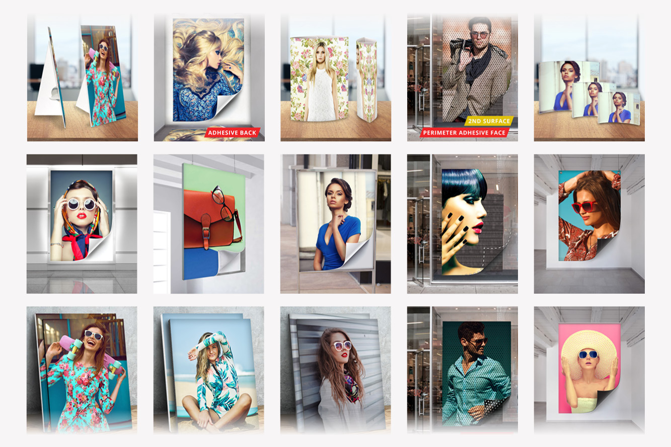 Product Images of available signage materials