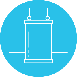 A hanging ceiling banner