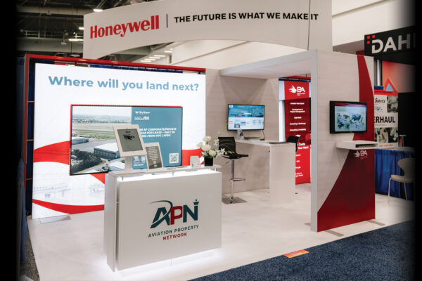 Aviation Trade Show Booth with TV Monitor Mounts
