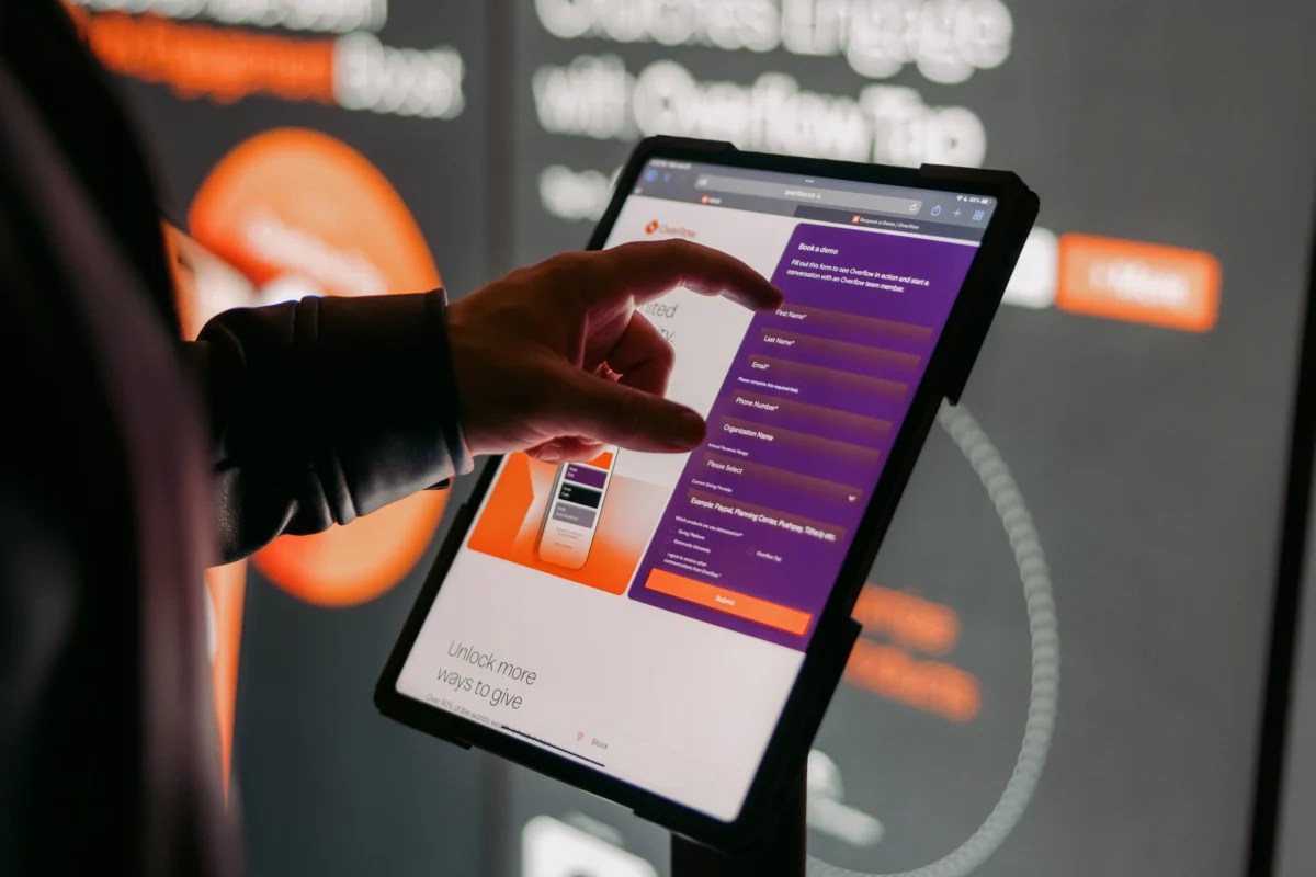 Tablet stand kiosk for event