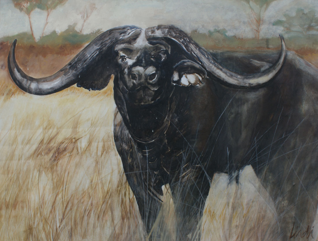 Watercolour, pastel and conté