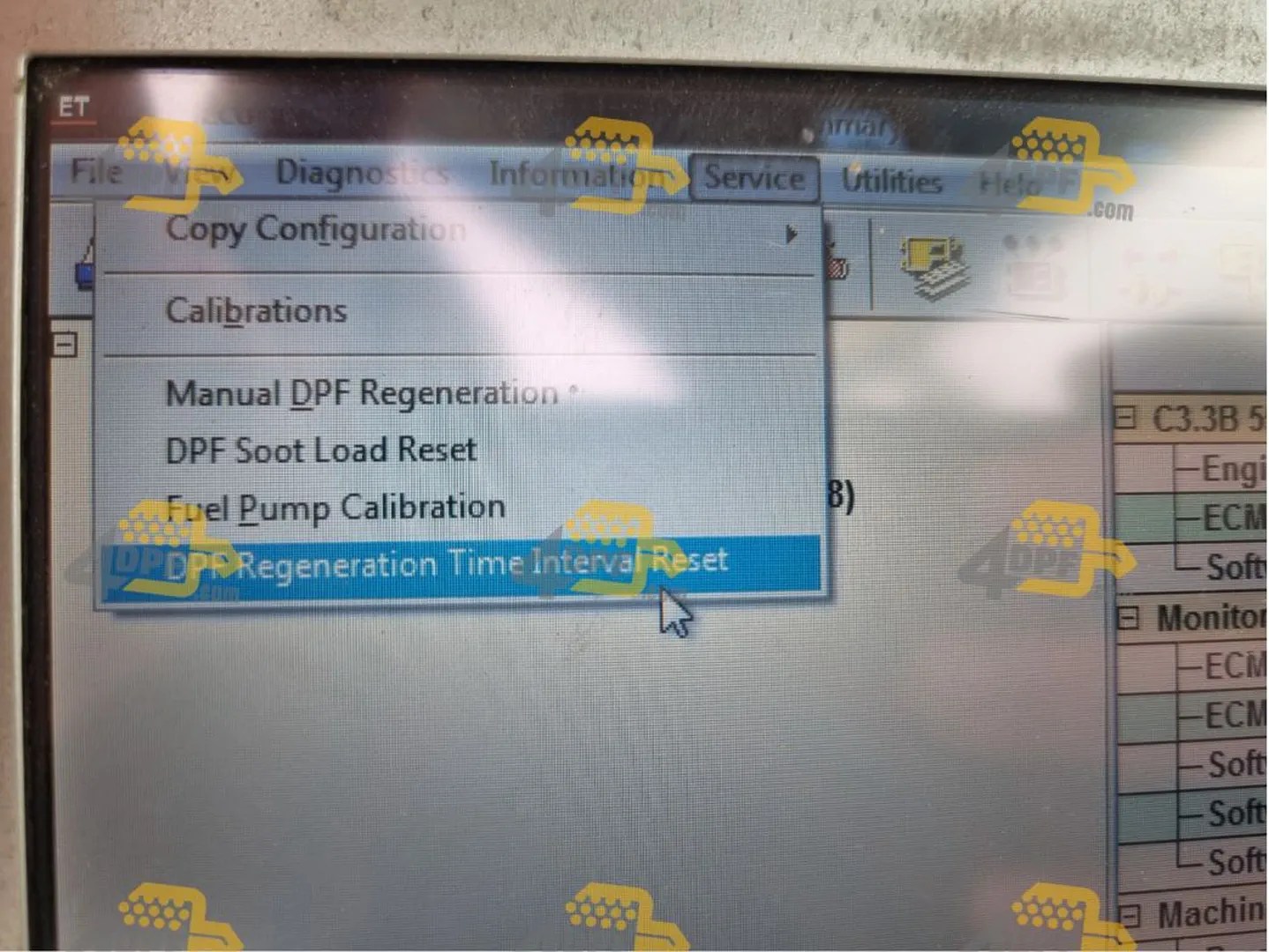DPF-Regenerationszeitintervall zurücksetzen