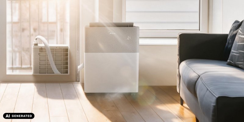 Mockup/Entwurf: Midea Porta Split 2027 (Bild: Midea/Magnific AI)