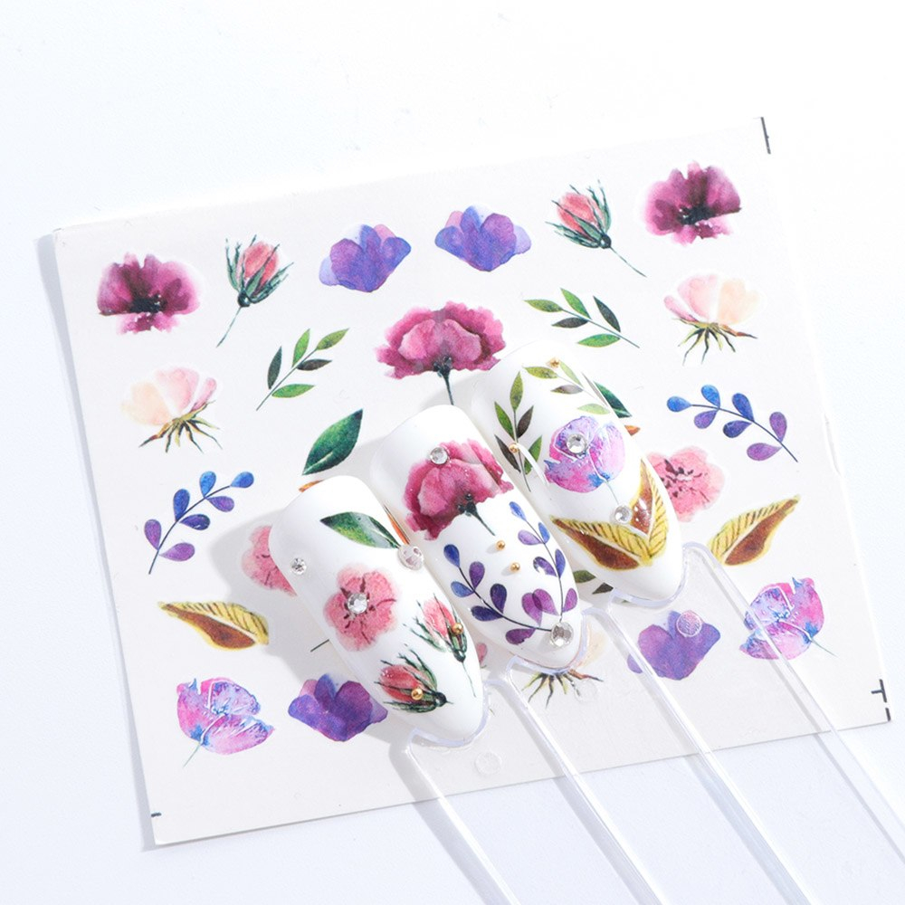 white flowers nail art stickers