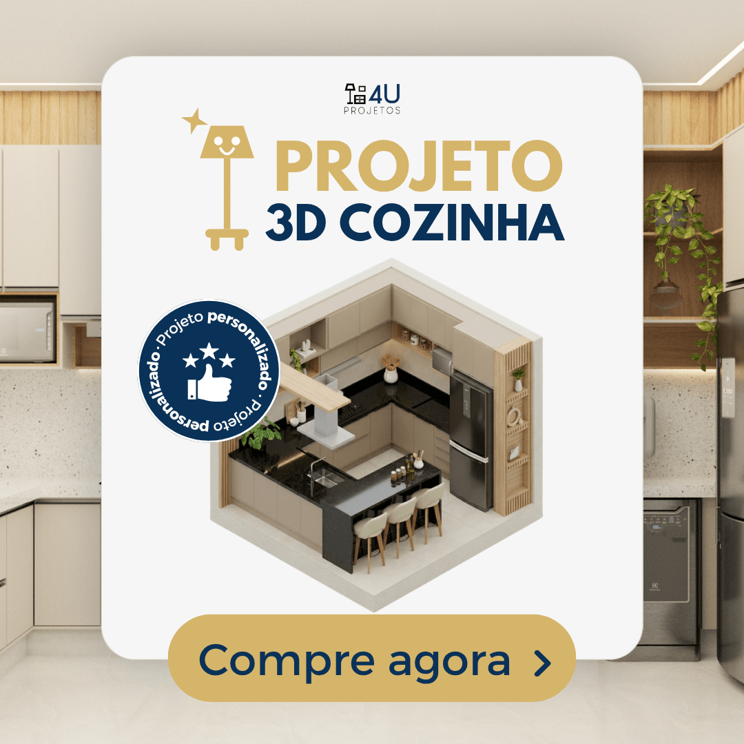 Projeto 3D de Cozinha da 4U Projetos
