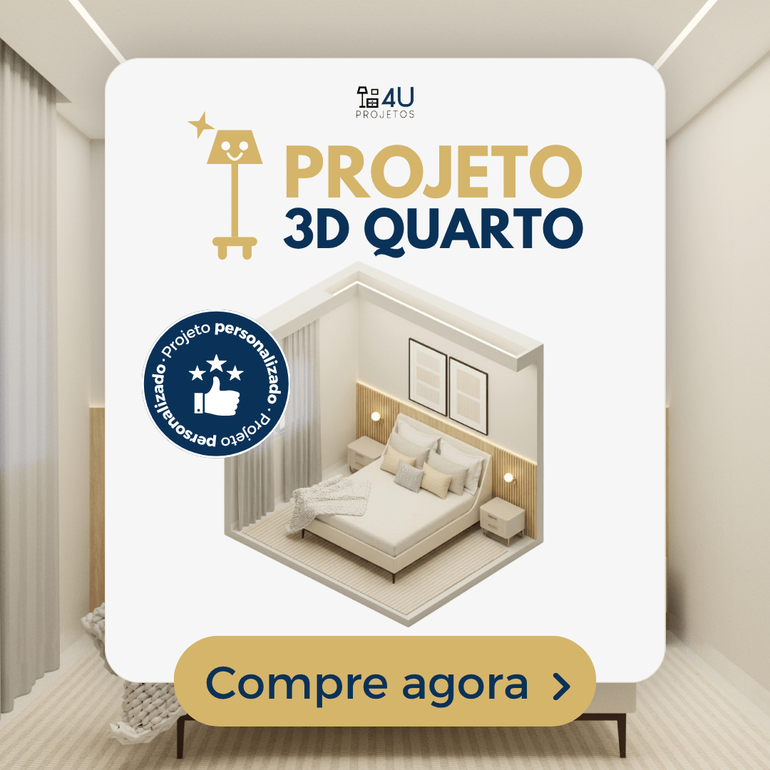 Projeto 3D de Quarto da 4U Projetos