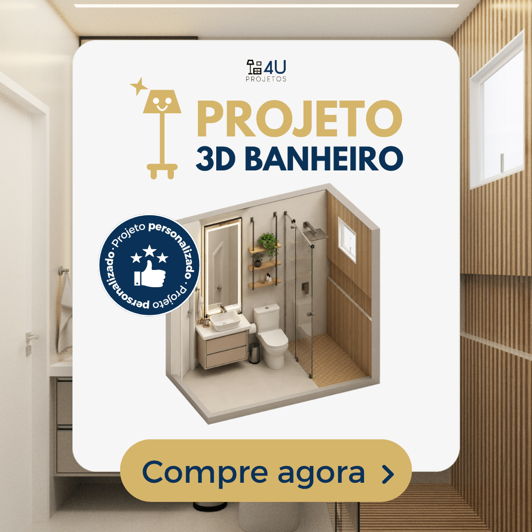 Projeto 3D de Banheiro da 4U Projetos