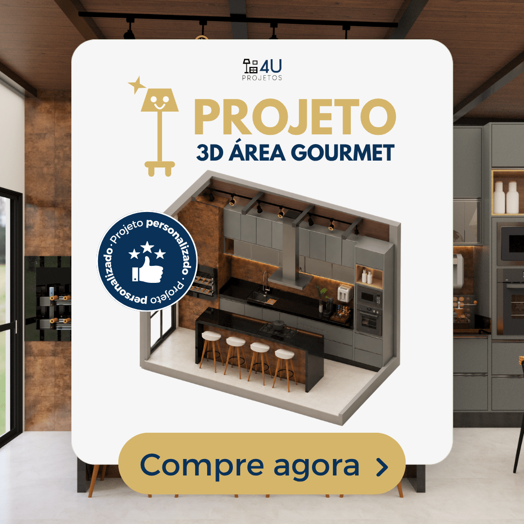 Projeto 3D de Área Gourmet da 4U Projetos