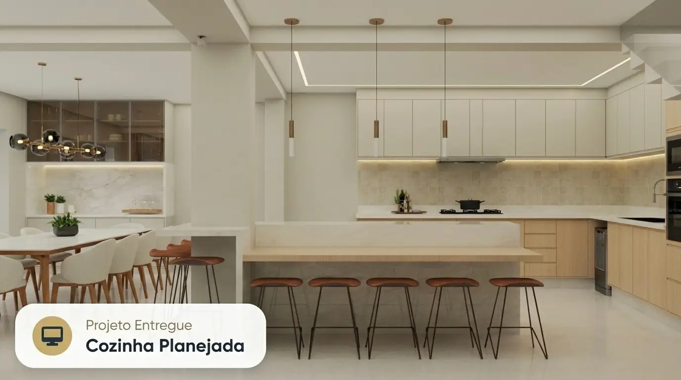 Ambiente projetado em 3D pela 4U Projetos