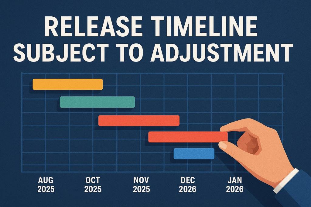Project roadmap visualization showing shifting release timelines for Microsoft Teams updates — illustrates flexible software development, dynamic scheduling, and roadmap adjustments.