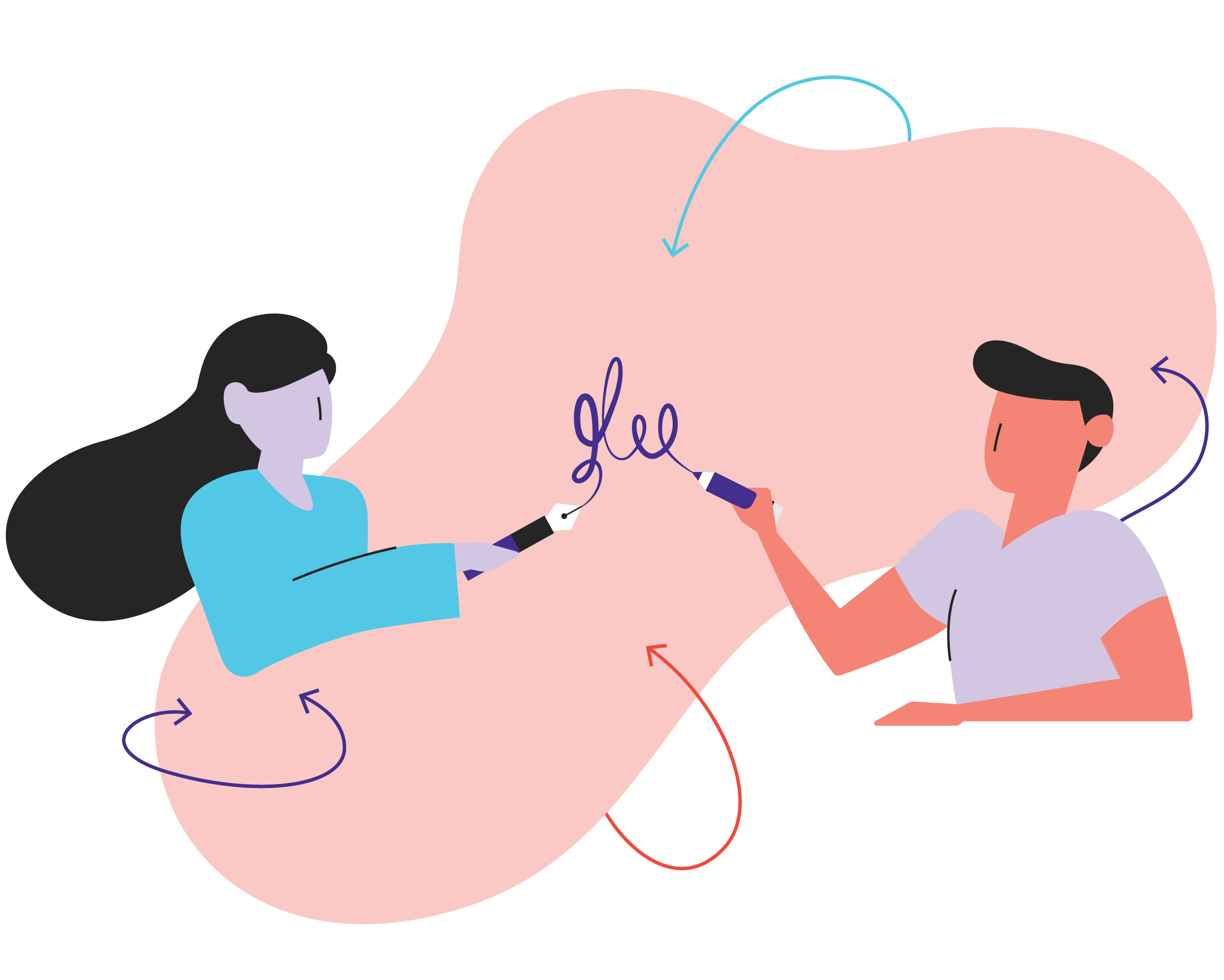 Illustration of two people drawing together