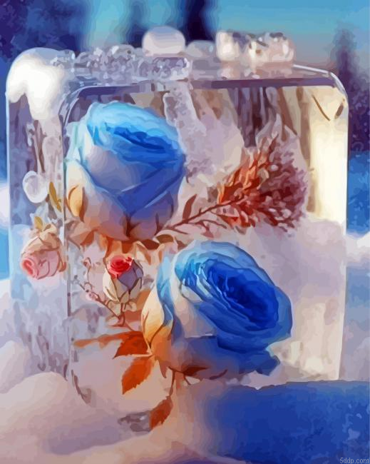 Blue Frozen Roses 5d Diamond Painting.png
