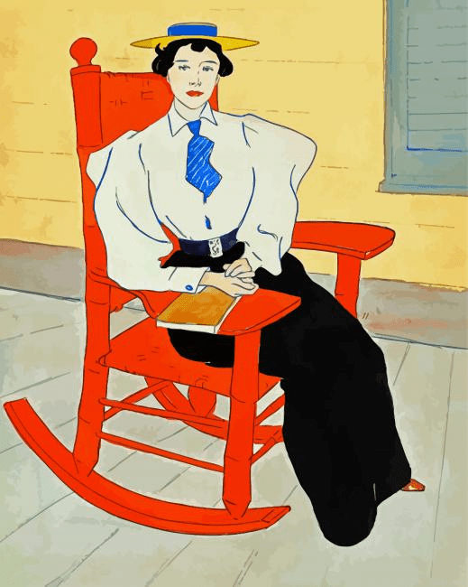 Girl On Rocking Chair 5D Diamond Painting