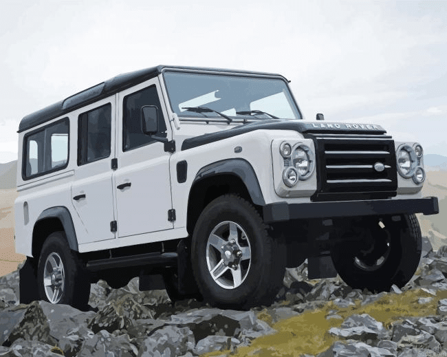 White Land Rover Defender 5D Diamond Painting