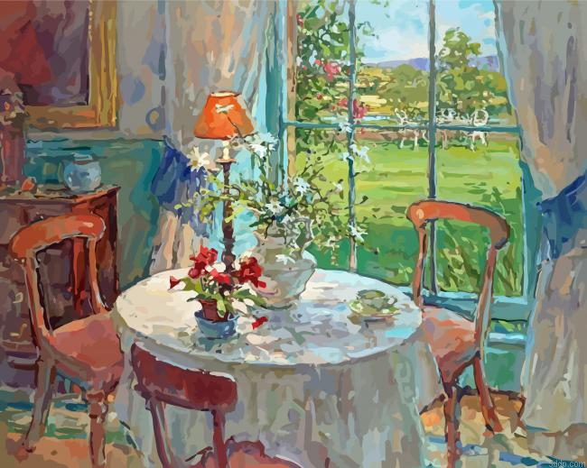 Window And Table 5D Diamond Painting