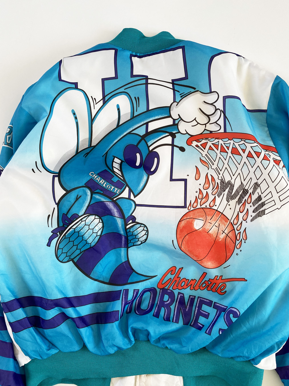 90s Chalkline Charlotte Hornets Animation All Over Print Jacket