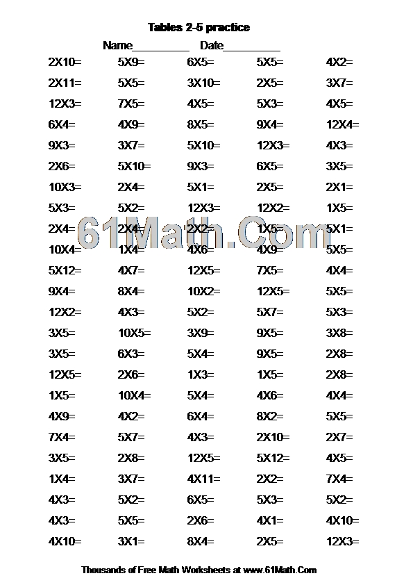 tables 2 5 practice create your own math worksheets
