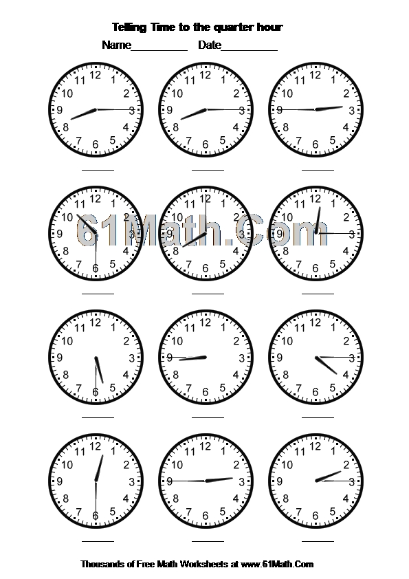 In fact, some students find math to be difficult and dislike it so much that they do everything they can to avoid it. Telling Time To The Quarter Hour Create Your Own Math Worksheets