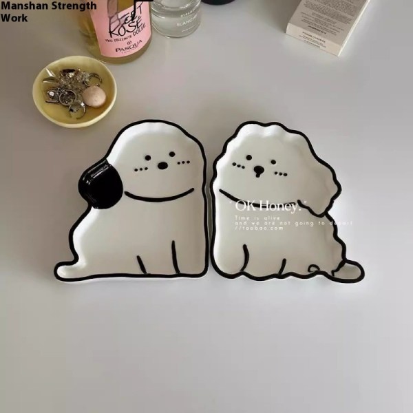 Cute Cartoon Puppy Dog Ceramic Dinner Plate Dessert Plate
