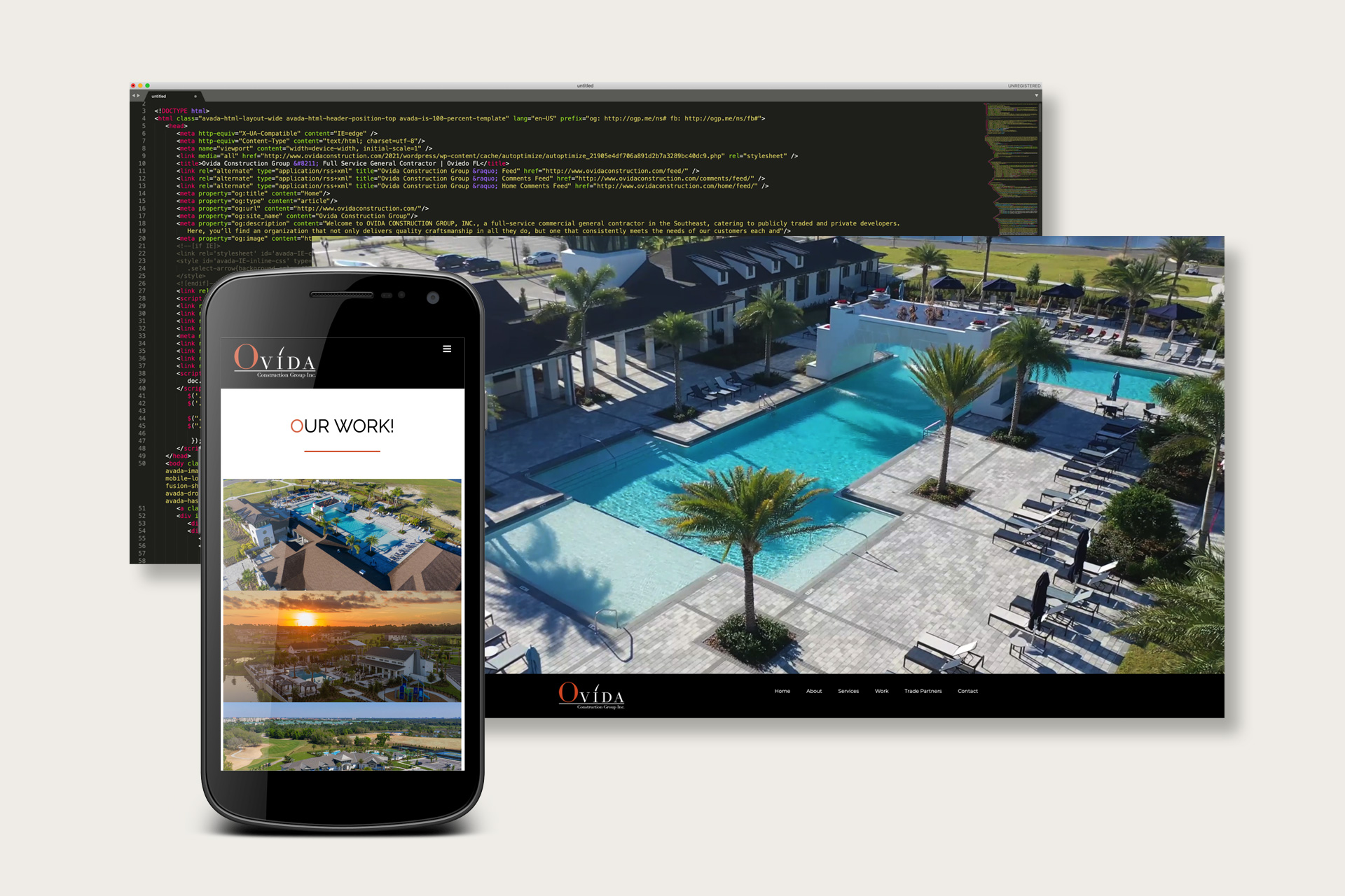 Ovida Construction website, web development by 78Madison