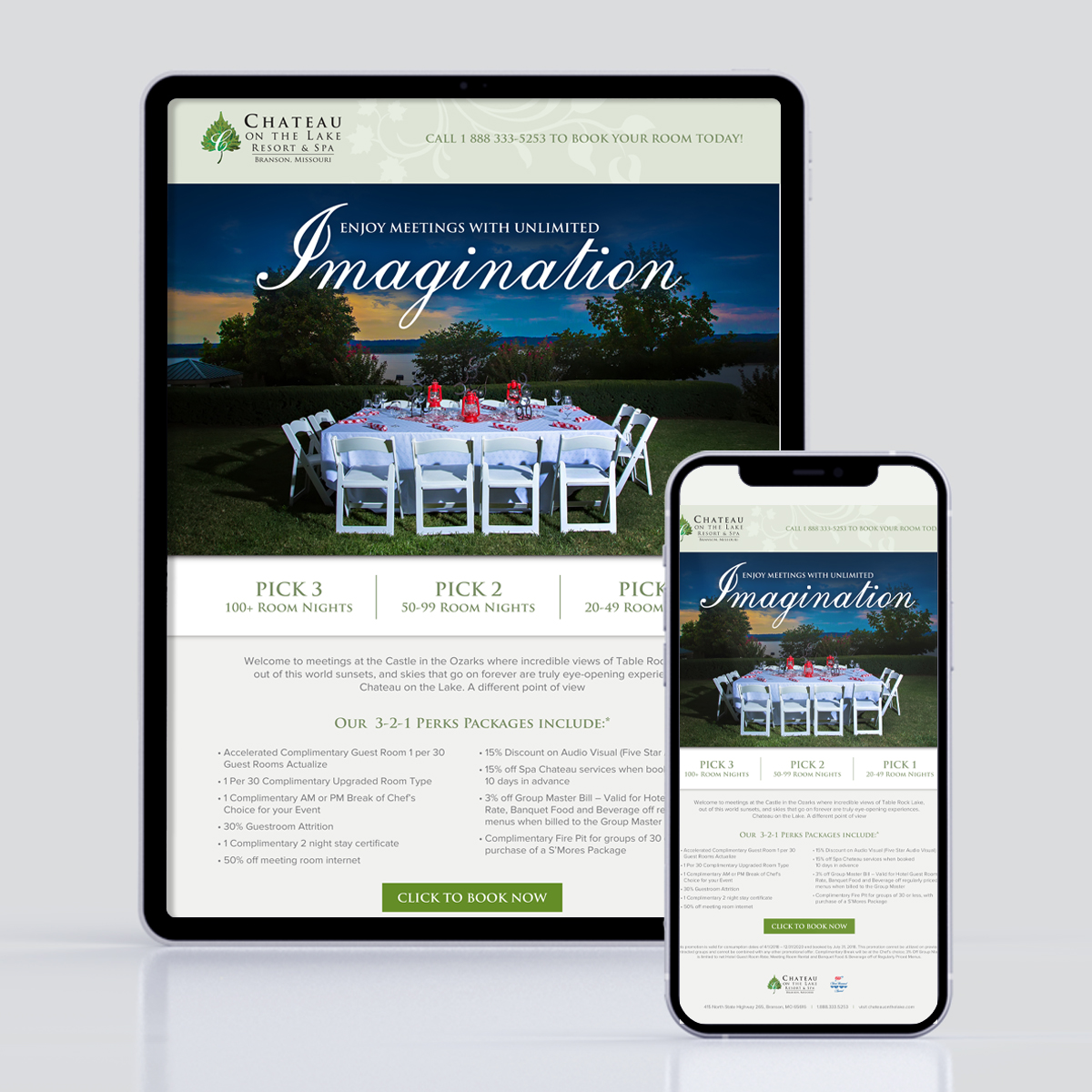 Chateau on the Lake Resort marketing collateral by 78Madison