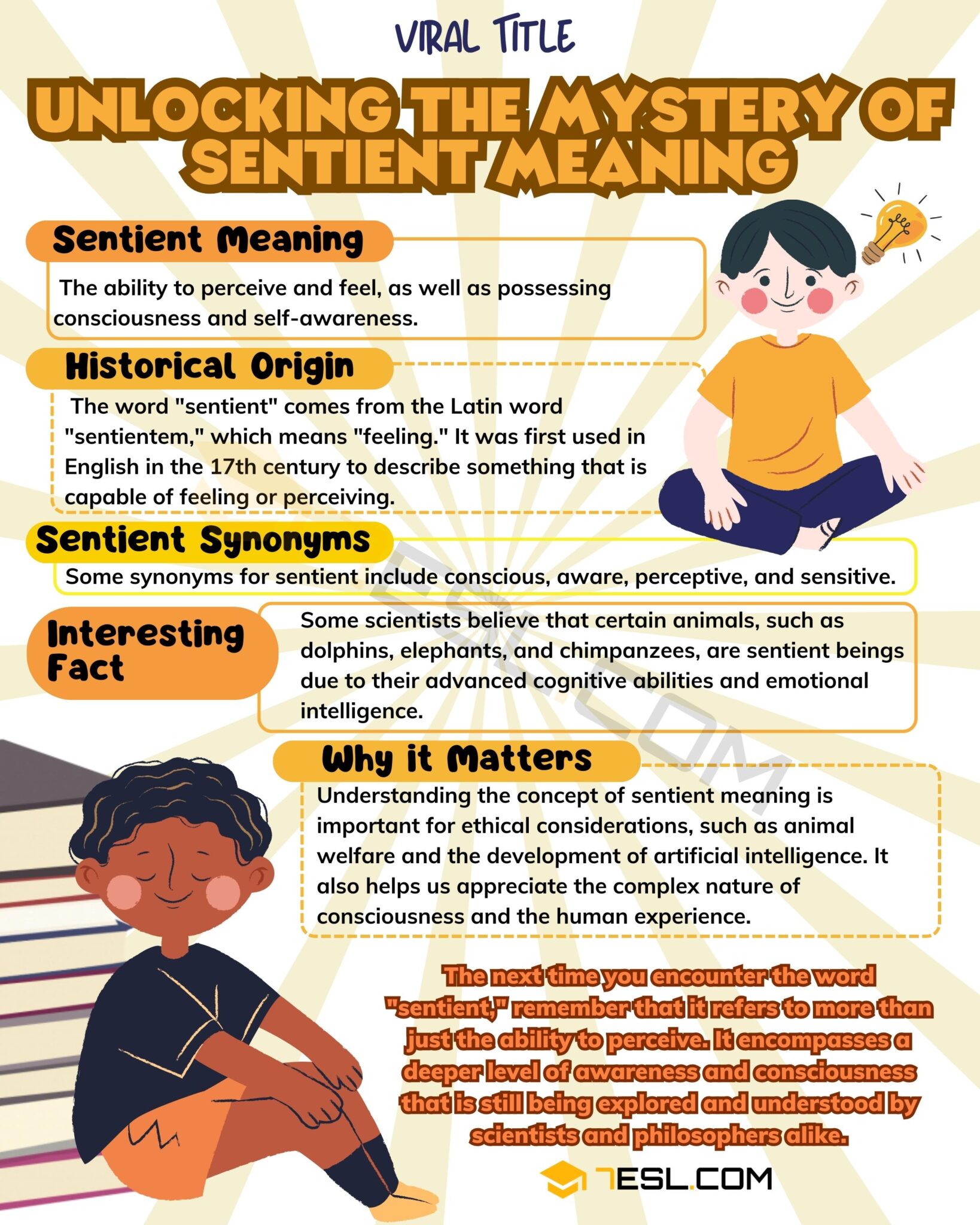 What does the term "sentient" mean? • 7esl