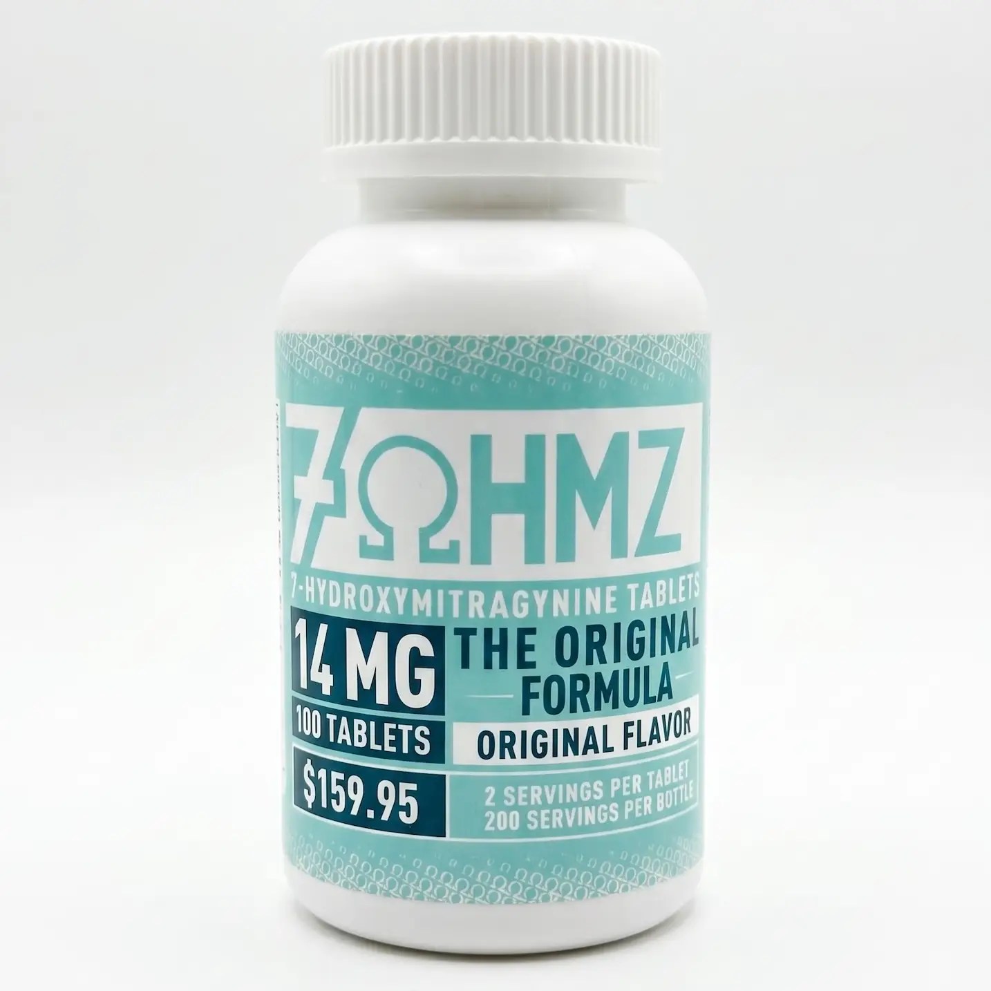 White plastic bottle with a teal label that shows '14 MG', 'The Original Formula', and '100 Tablets'.