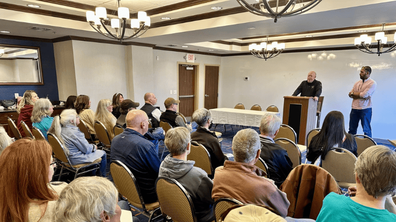 About 50 people attended a town hall event in Pinedale.