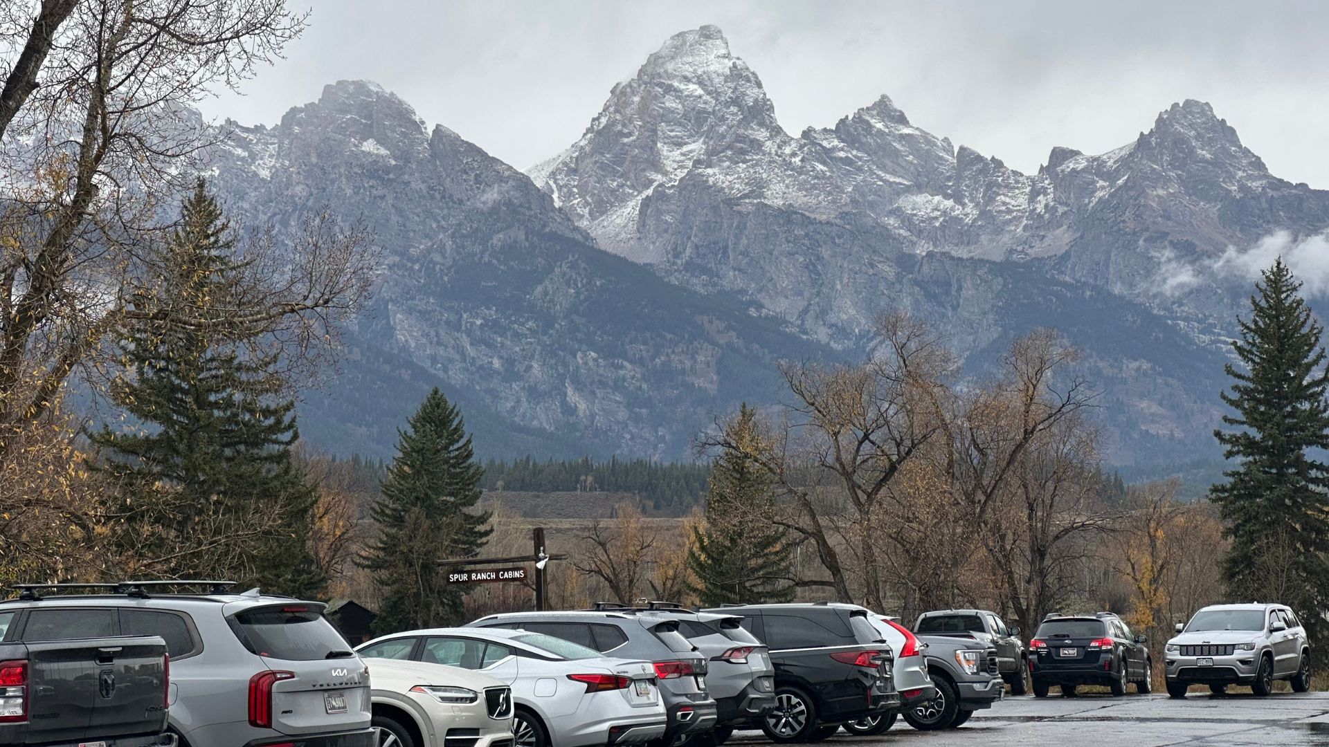A dusting of snow graces the Grand Teton.