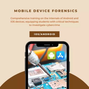 Banner for 'Mobile Device Forensics' training by 8kSec. Training on Android and iOS device internals and cybercrime investigation techniques for mobile platforms.