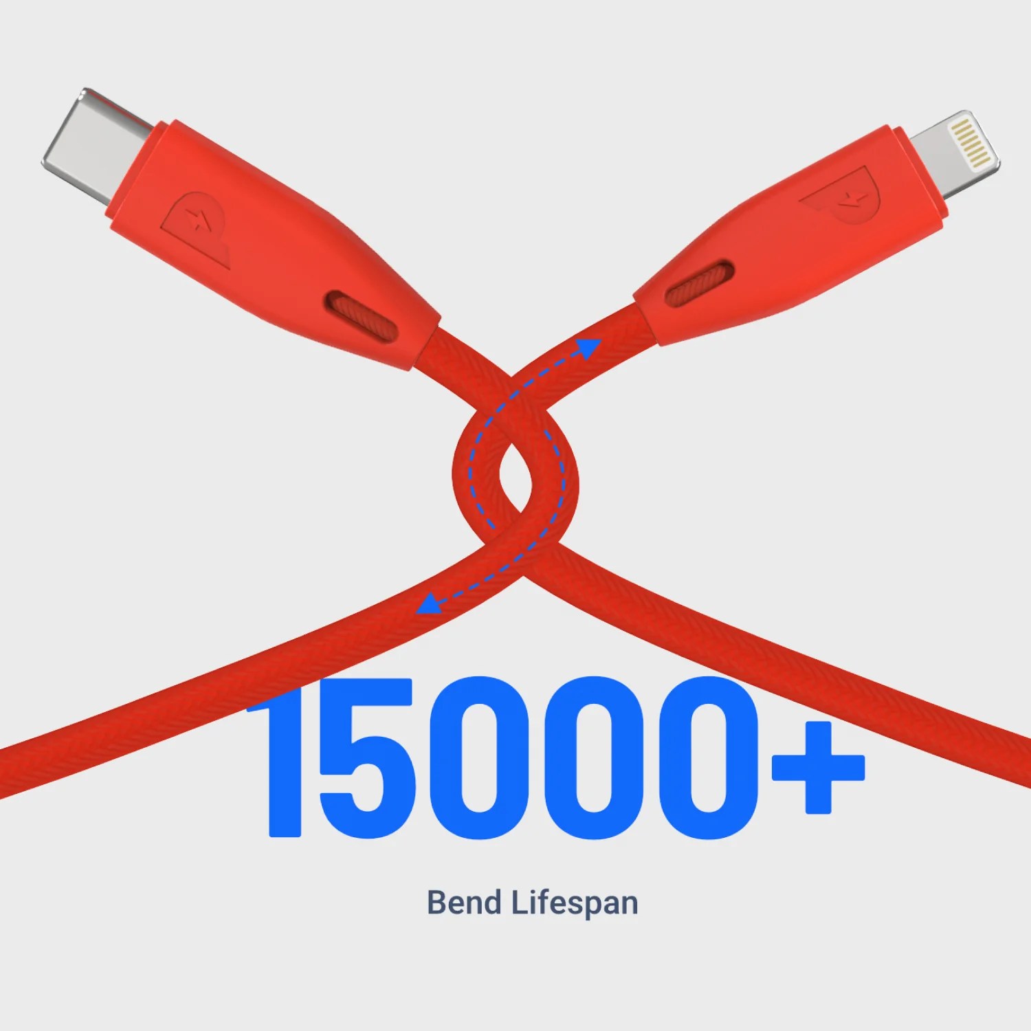 Powerology Braided USB-C to Lightning Cable  Designed to Withstand up to 15000+ bends (1.2m/4ft)