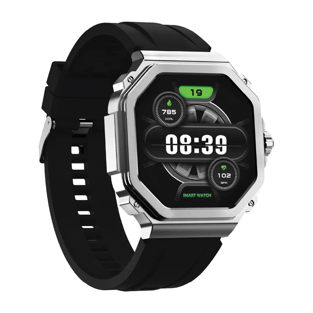 Porodo FitPulse Pro Smartwatch with 1.43-inch AMOLED Display, 466 x 466 pixels Resolution, Up to 7 Days Working Time, 400mAh Battery Capacity, 128MB Flash Memory, Bluetooth Version 5.2, IP68 Water Resistance Level - Black / Silver