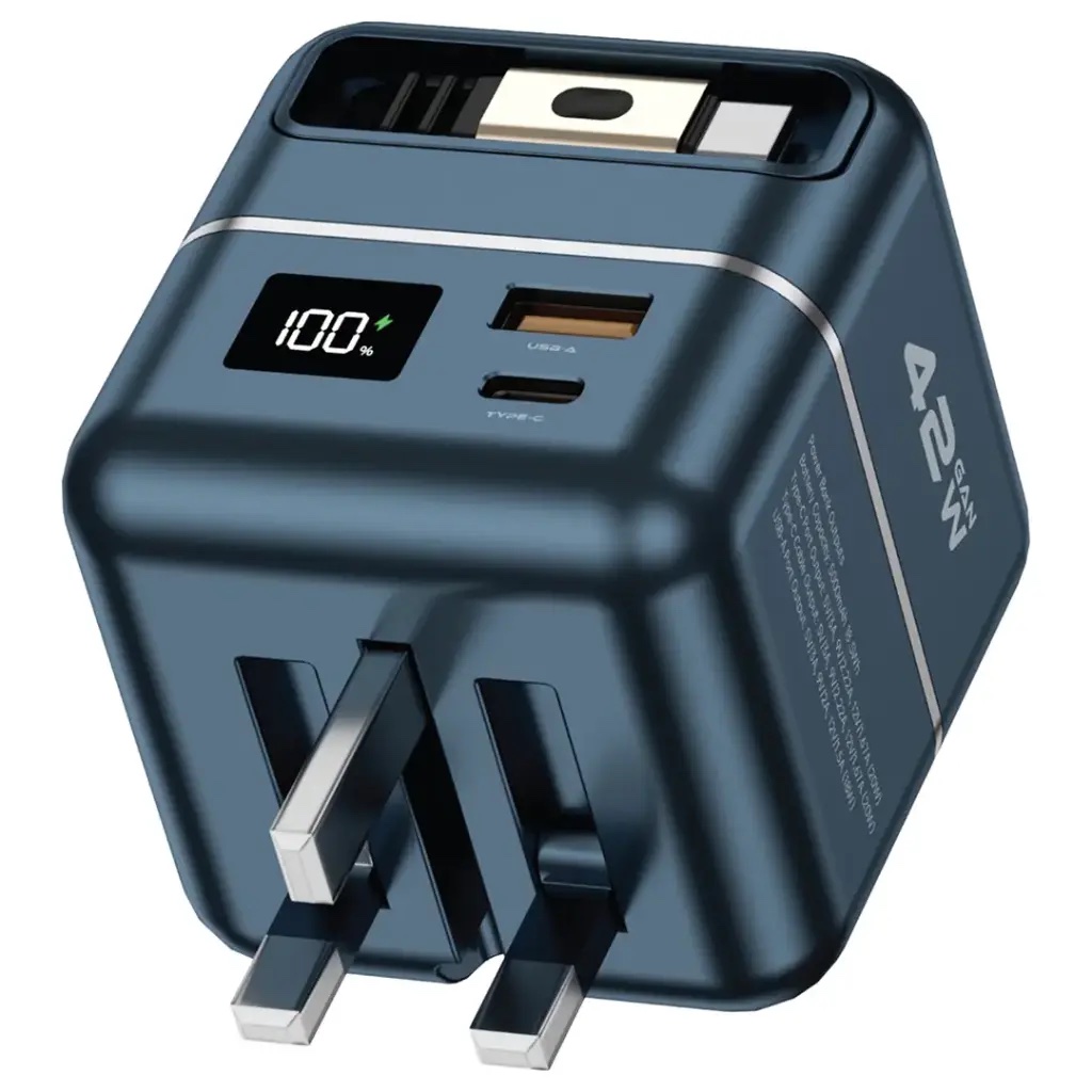 Green Lion GaN Premium Series Charger 42W with 5000mAh Power Bank-gray