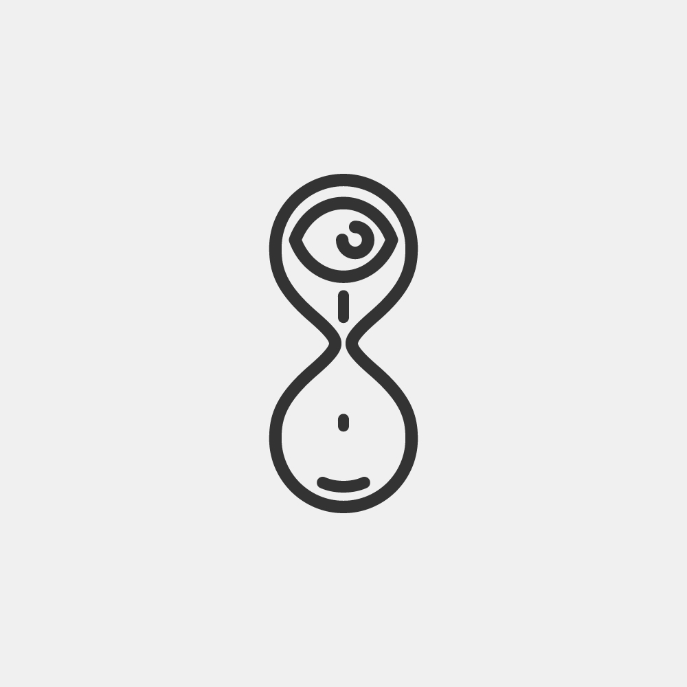 logotipo de arte de línea animada con ojo en reloj de arena
